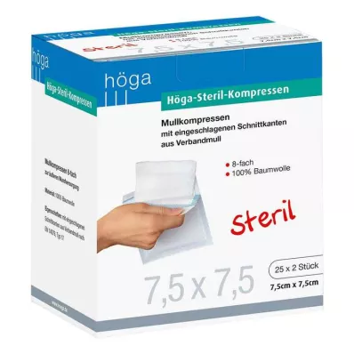 HÖGA-KOMPRESSEN 7,5x7,5 cm steril 8fach, 25X2 St
