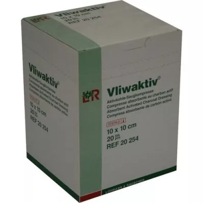 VLIWAKTIV Aktivkohle-Saugkomp.steril 10x10 cm, 20 St