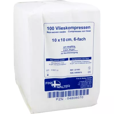 VLIESKOMPRESSEN 10x10 cm unsteril 6fach, 100 St