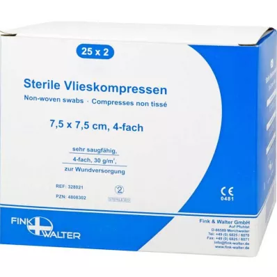 VLIESKOMPRESSEN 7,5x7,5 cm steril 4fach, 25X2 St