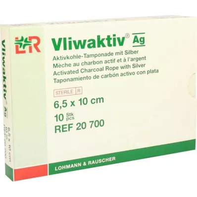 VLIWAKTIV AG Aktivkohle Tampon.m.Silber 6,5x10 cm, 10 St