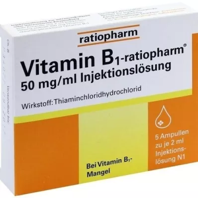 VITAMIN B1-RATIOPHARM 50 mg/ml Inj.Lsg.Ampullen, 5X2 ml