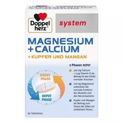 DOPPELHERZ Magnesium+Calc.+Kupfer+Mangan syst.Tab., 60 St