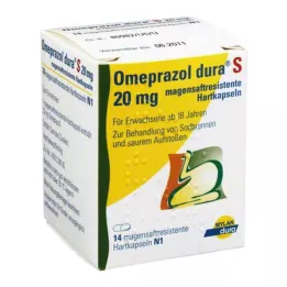OMEPRAZOL dura S 20 mg magensaftresist.Hartkapseln, 14 St