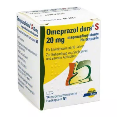 OMEPRAZOL dura S 20 mg magensaftresist.Hartkapseln, 14 St OMEPRAZOL dura S 20 mg magensaftresist.Hartkapseln, 14 St