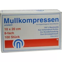 MULLKOMPRESSEN ES 10x20 cm unsteril 8fach, 100 St