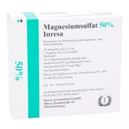 MAGNESIUMSULFAT 50% Inresa Konz.z.H.e.Inj.-/Inf.L., 10X10 ml