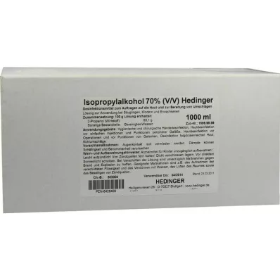 Isopropylalkohol 70% Hedinger, 1000 ml Isopropylalkohol 70% Hedinger, 1000 ml