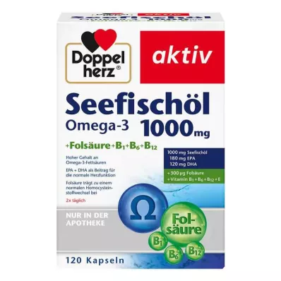 DOPPELHERZ Seefischöl Omega-3 1.000 mg+Fols.Kaps., 120 St