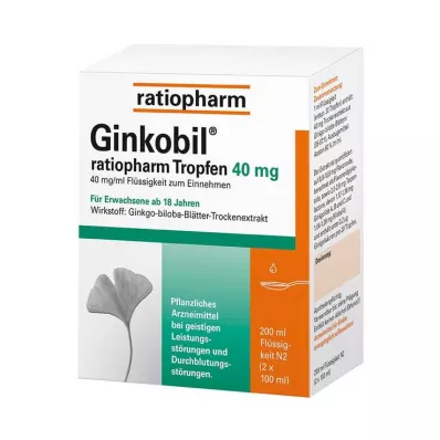 Ginkobil ratiopharm 40mg mit Ginkgo biloba Tropfen, 200 ml