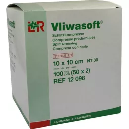 VLIWASOFT Schlitzkompressen 10x10 cm steril 4lagig, 50X2 St