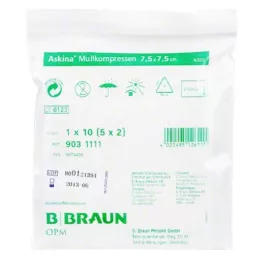 ASKINA Mullkompressen 7,5x7,5 cm steril, 5X2 St
