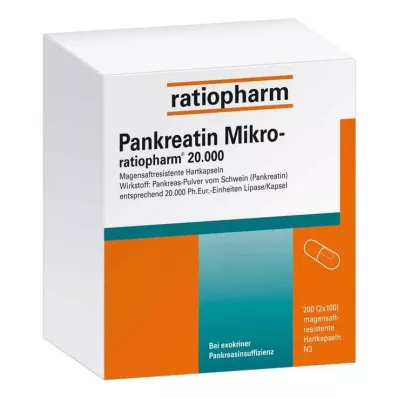 Pankreatin Mikro ratiop.20000 magens.Hartkapseln, 200 St