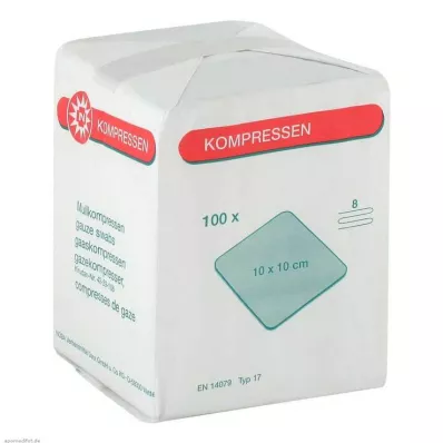 MULLKOMPRESSEN 10x10 cm unsteril 8fach, 100 St