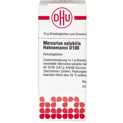 MERCURIUS SOLUBILIS Hahnemanni D 100 Globuli, 10 g