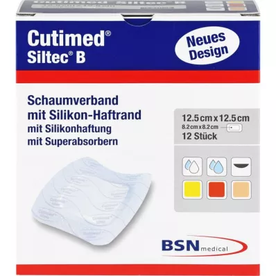 CUTIMED Siltec B Schaumverb.12,5x12,5 cm m.Haftr., 12 St