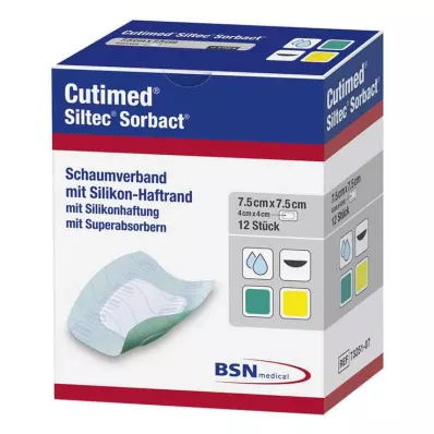 CUTIMED Siltec Sorbact PU-Verb.7,5x7,5 cm, 12 St