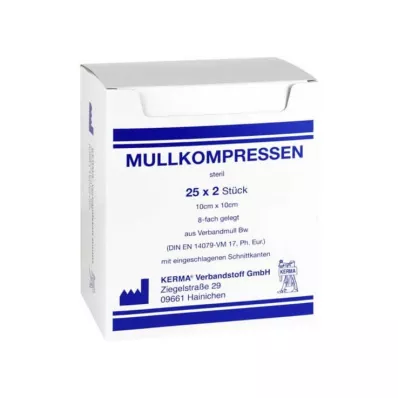 MULLKOMPRESSEN 10x10 cm steril 8fach BW, 25X2 St MULLKOMPRESSEN 10x10 cm steril 8fach BW, 25X2 St