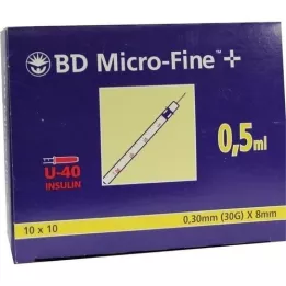 BD MICRO-FINE+ Insulinspr.0,5 ml U40 8 mm, 100X0.5 ml