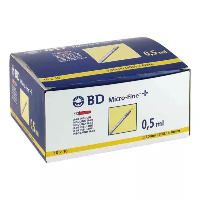 BD MICRO-FINE+ Insulinspr.0,5 ml U40 8 mm, 100X0.5 ml