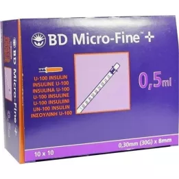 BD MICRO-FINE+ Insulinspr.0,5 ml U100 8 mm, 100X0.5 ml