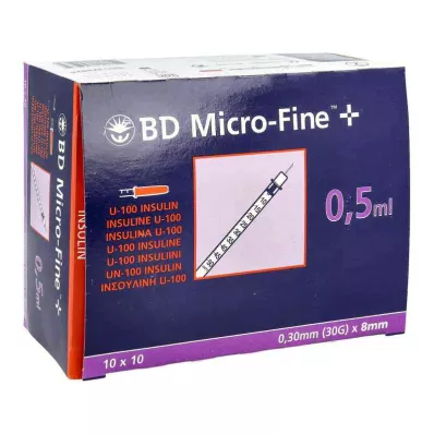 BD MICRO-FINE+ Insulinspr.0,5 ml U100 8 mm, 100X0.5 ml