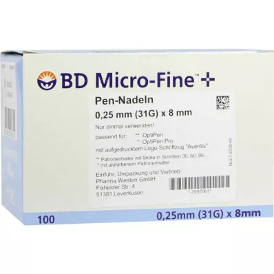 BD Micro-Fine + 8 Nadeln 0,25x8 mm, 100 St