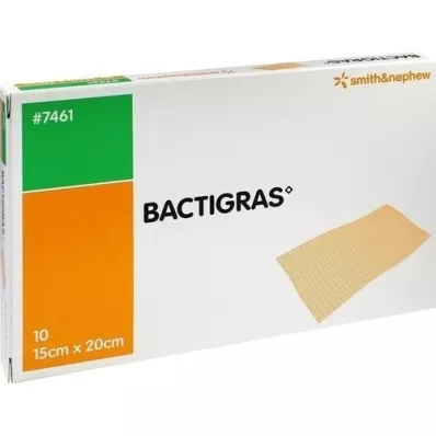 BACTIGRAS antiseptische Paraffingaze 15x20 cm, 10 St
