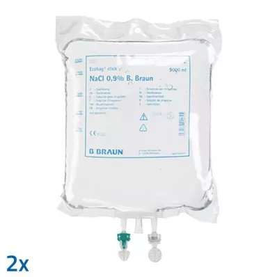 Kochsalzlösung 0,9% B.Braun Spüllösung Ecob.Click, 2X5000 ml