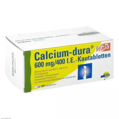 Calcium Dura Vit D3 600 mg / 400 I.E. Kautabletten, 120 St Calcium Dura Vit D3 600 mg / 400 I.E. Kautabletten, 120 St