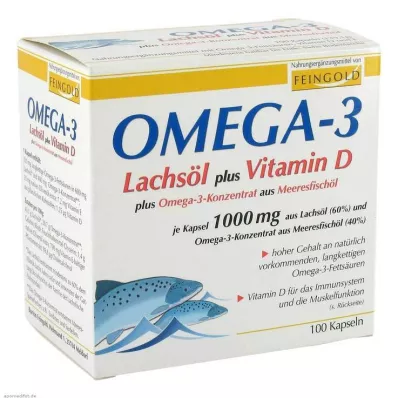 OMEGA-3 LACHSÖL plus Vit.D plus Omega-3 Konz.Kps., 100 St