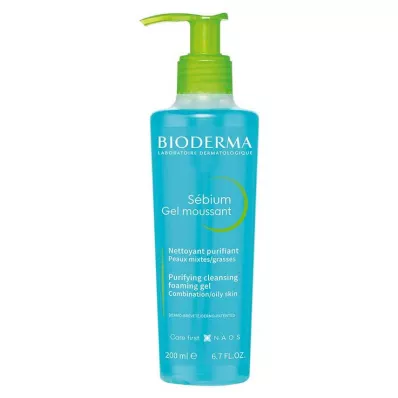 Bioderma Sebium Gel Moussant Reinigungsgel für unreine, ölige, zu Akne neigende Haut, 200 ml