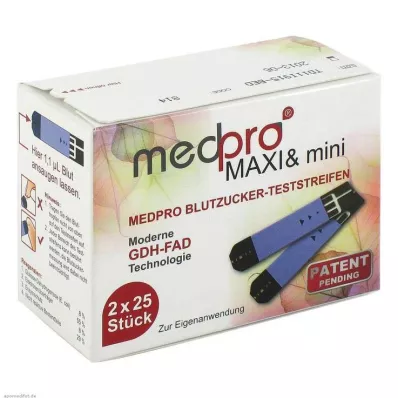 MEDPRO Maxi &amp; mini Blutzucker-Teststreifen, 2X25 St