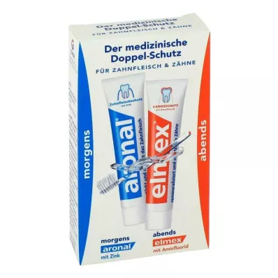 Aronal und Elmex Mini Doppelschutz Zahnpasta, 2X12 ml
