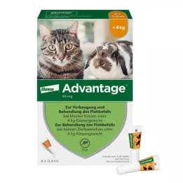 ADVANTAGE 40 mg Lsg.f.kl.Katzen/kl.Zierkaninchen, 4X0.4 ml
