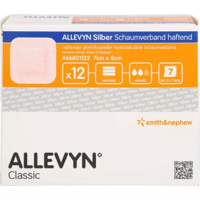 ALLEVYN Silber Schaumverb.7x8 cm haftend, 12 St