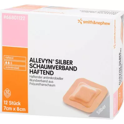 Allevyn Silber Schaumverband 7x8 cm haftend, 12 St Allevyn Silber Schaumverband 7x8 cm haftend, 12 St