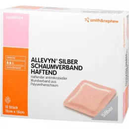 ALLEVYN Silber Schaumverb.12x13 cm haftend, 12 St