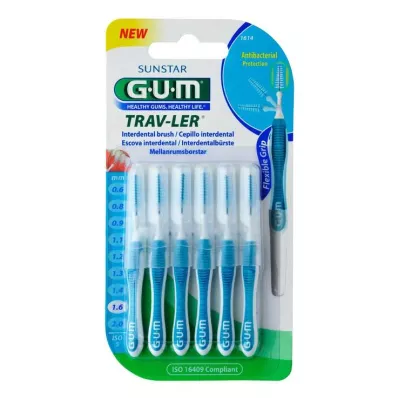 GUM TRAV-LER 1,6mm Tanne blau Interdental+6Kappen, 6 St