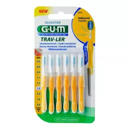 GUM TRAV-LER 1,3mm Tanne gelb Interdental+6Kappen, 6 St