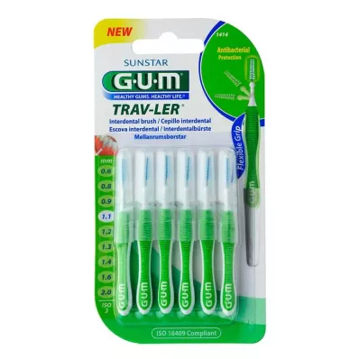 GUM TRAV-LER 1,1mm Tanne grün Interdental+6Kappen, 6 St