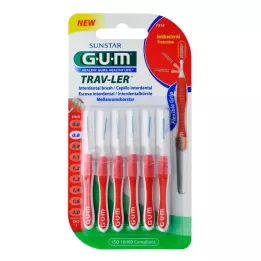 GUM TRAV-LER 0,8mm Kerze rot Interdental+6Kappen, 6 St