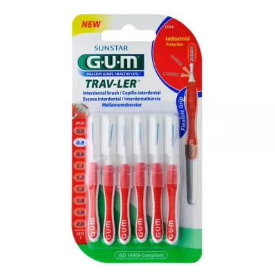 GUM TRAV-LER 0,8mm Kerze rot Interdental+6Kappen, 6 St GUM TRAV-LER 0,8mm Kerze rot Interdental+6Kappen, 6 St