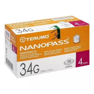 Terumo Nanopass 34 Pen Kanüle 34G 0,18x4mm, 100 St