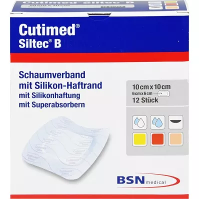 CUTIMED Siltec B Schaumverb.10x10 cm m.Haftr., 12 St