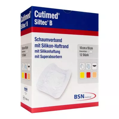 CUTIMED Siltec B Schaumverb.10x10 cm m.Haftr., 12 St
