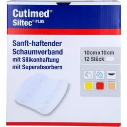 CUTIMED Siltec Plus Schaumverb.10x10 cm haftend, 12 St