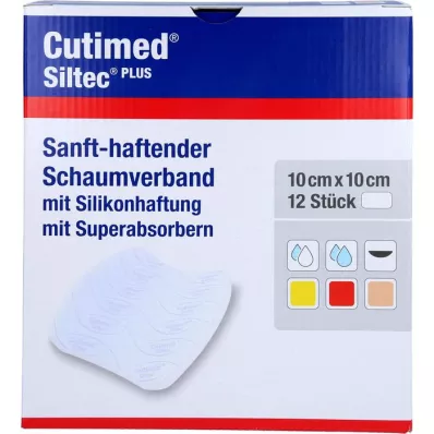 CUTIMED Siltec Plus Schaumverb.10x10 cm haftend, 12 St
