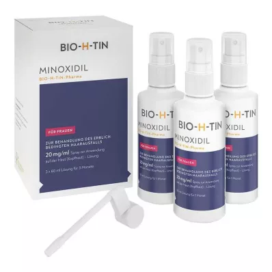Minoxidil BIO-H-TIN-Pharma 20 mg/ml Spray für Frauen, 3X60 ml Minoxidil BIO-H-TIN-Pharma 20 mg/ml Spray für Frauen, 3X60 ml