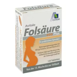 FOLSÄURE 400 Plus B12+Jod Tabletten, 120 St